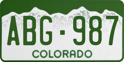 CO license plate ABG987