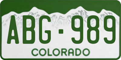 CO license plate ABG989