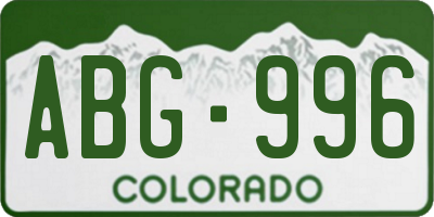 CO license plate ABG996