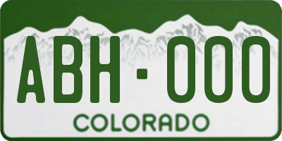 CO license plate ABH000