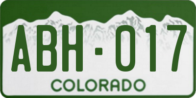 CO license plate ABH017