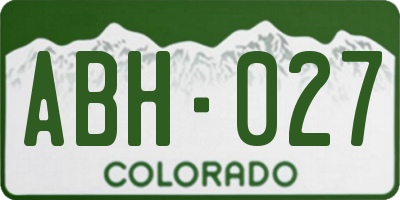 CO license plate ABH027