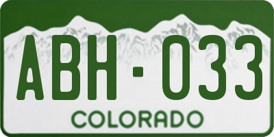 CO license plate ABH033
