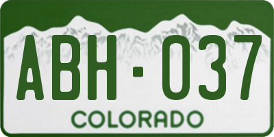 CO license plate ABH037