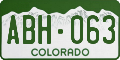 CO license plate ABH063