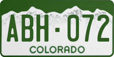 CO license plate ABH072