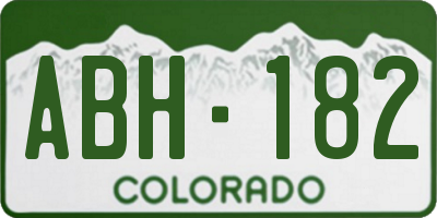 CO license plate ABH182