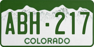 CO license plate ABH217