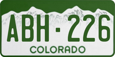CO license plate ABH226