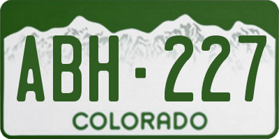 CO license plate ABH227