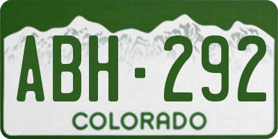 CO license plate ABH292