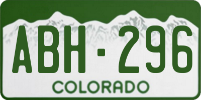 CO license plate ABH296