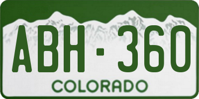 CO license plate ABH360