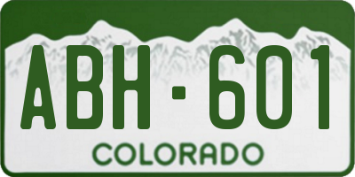 CO license plate ABH601