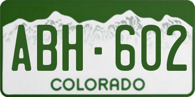 CO license plate ABH602