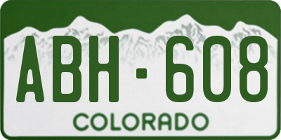 CO license plate ABH608