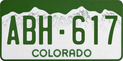 CO license plate ABH617
