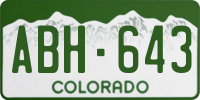 CO license plate ABH643