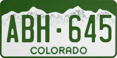 CO license plate ABH645