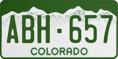 CO license plate ABH657