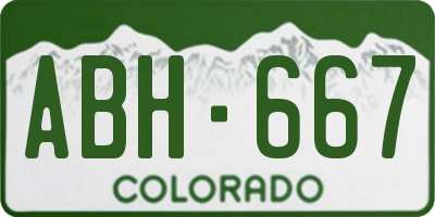 CO license plate ABH667