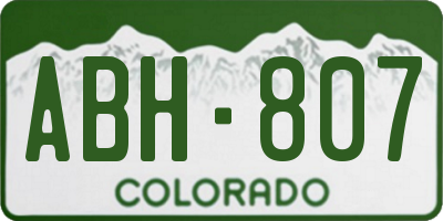 CO license plate ABH807