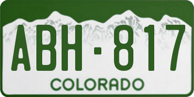 CO license plate ABH817