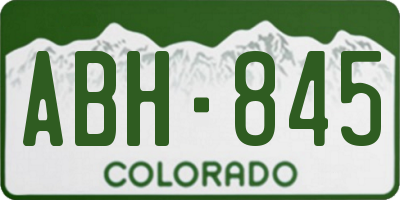 CO license plate ABH845