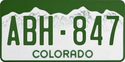 CO license plate ABH847
