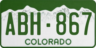 CO license plate ABH867