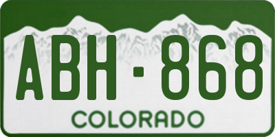 CO license plate ABH868