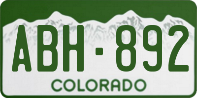 CO license plate ABH892
