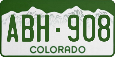 CO license plate ABH908