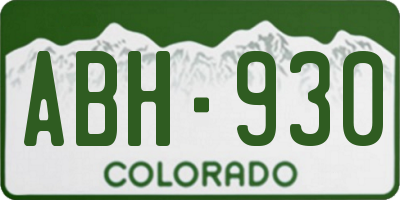 CO license plate ABH930