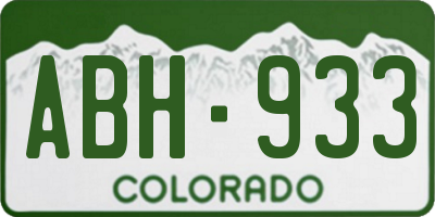 CO license plate ABH933