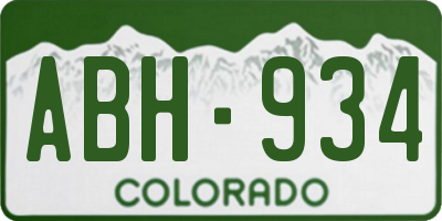 CO license plate ABH934