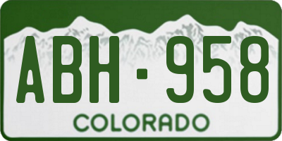 CO license plate ABH958