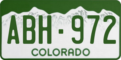 CO license plate ABH972