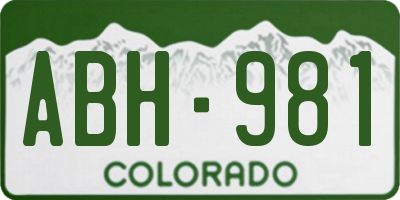 CO license plate ABH981