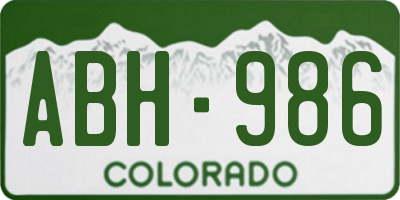 CO license plate ABH986