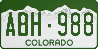 CO license plate ABH988