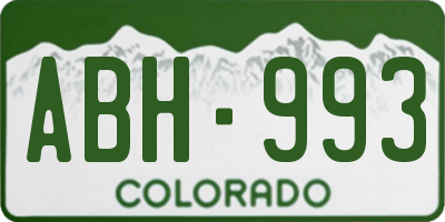 CO license plate ABH993