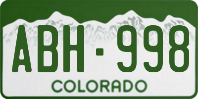 CO license plate ABH998