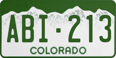 CO license plate ABI213