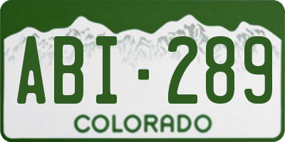 CO license plate ABI289