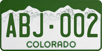 CO license plate ABJ002