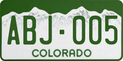 CO license plate ABJ005