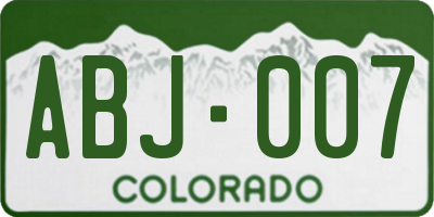 CO license plate ABJ007