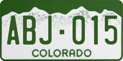 CO license plate ABJ015