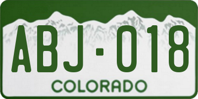 CO license plate ABJ018